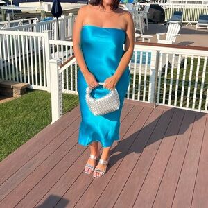 SNDYS Revolve strapless midi slip dress